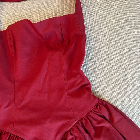 NEW HELSA Faille Halter Mini Dress XXSmall/Sz0 Rouge Red - Picture 7 of 10